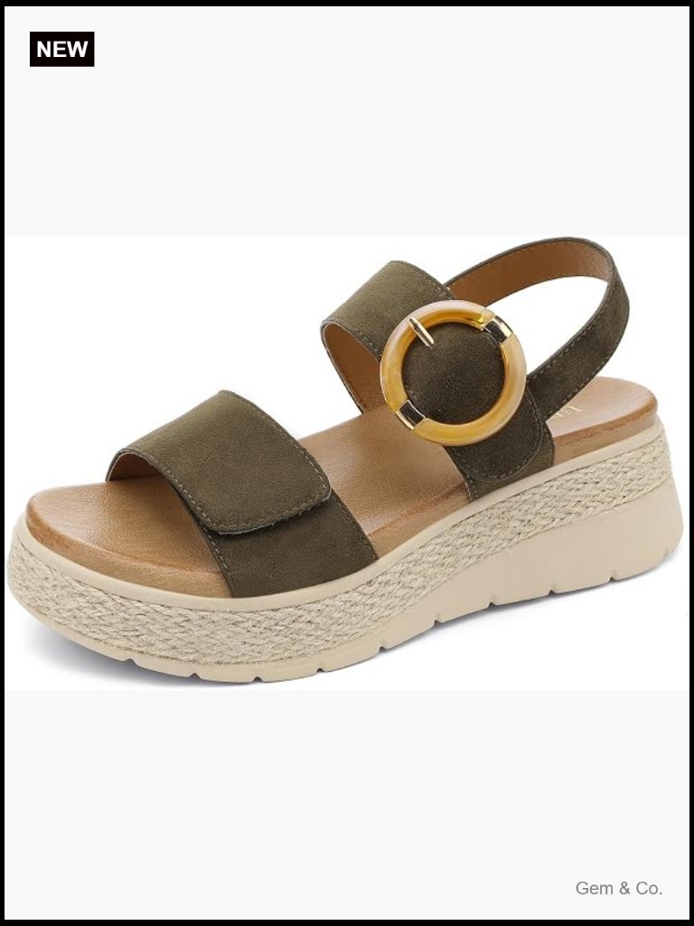 Womens Espadrille Platform Sandals Low Wedge Heel Orthopedic Arch Support